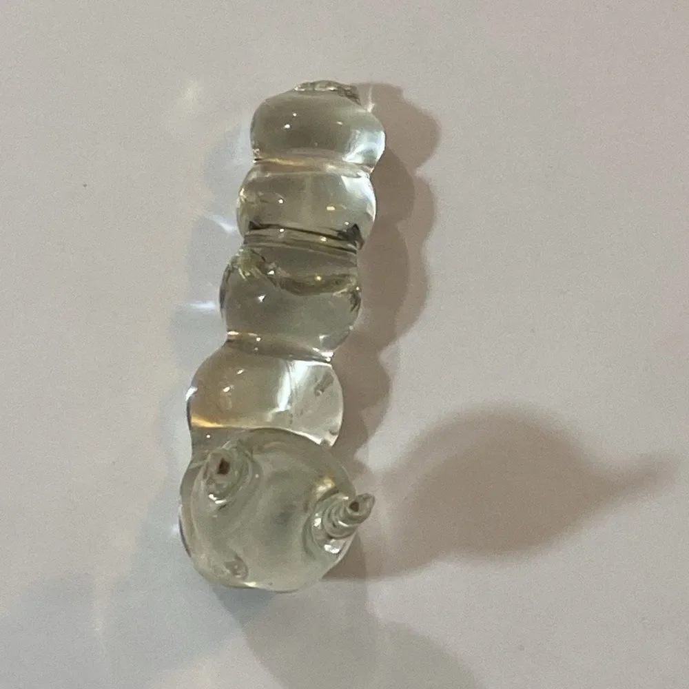 VTG, Hand Sculpted Clear Glass Cristal Caterpillar Figurine Reptile Decor-Clear